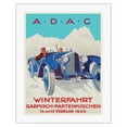 thumbnail image 1 of Winter Car Race - Garmisch-PartenKirchen Germany - A.D.A.C. Automobile Club - Vintage Car Racing Poster by Hans and Botho von Römer c.1925 - Fine Art Rolled Canvas Print 20in x 26in, 1 of 4