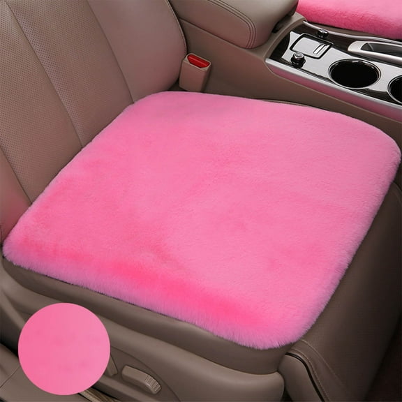 Winter Car Seat Cushion - Plush Heated Seat Cover for Driver, Non-Slip Warm Thickened Pad, Machine Washable, Pink