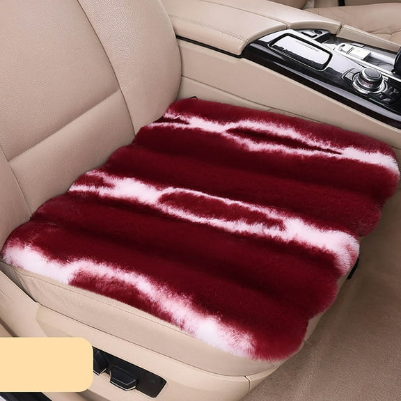 Winter Car Seat Cushion, Short Plush Vertical Stripe Pattern, 45x45cm Front Single Seat Cover, Non-slip & Machine Washable for Easy Care, for Cold Weather Driving and Daily Commute Comfort