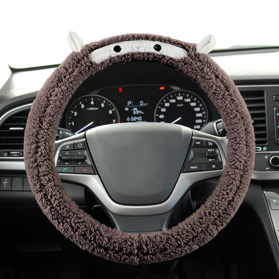Winter Car Steering Wheel Cover, Faux Mink Fleece with Non-Slip Inner Lining, Warm Driving Accessory for Cars SUVs and Trucks, Easy to Install Water Resistant Material