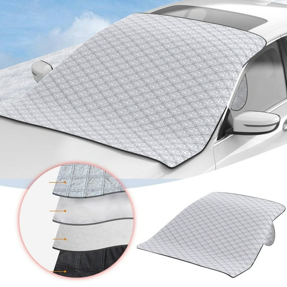 Winter Car Windshield Cover, Polyester Material, Snow And Ice Frost Protector, Universal Fit for Sedans, SUVs, Trucks, Easy Installation & Storage, 55.11 in×37.40 in, 1PC