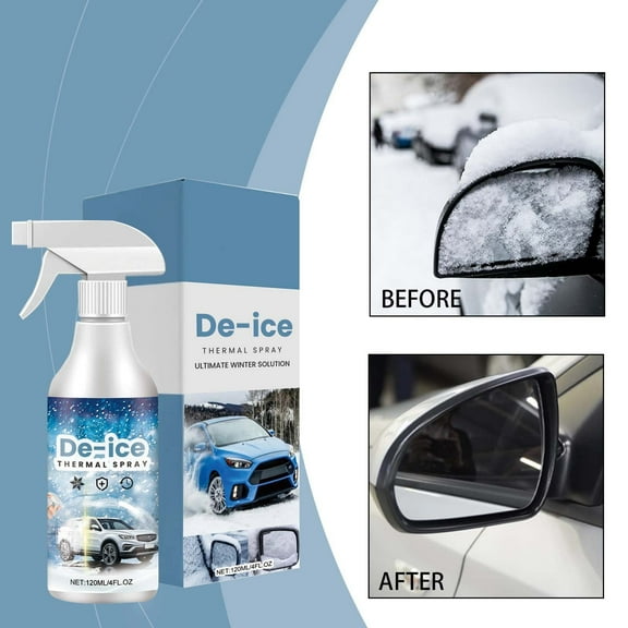 Instant Windshield De-Icer Spray - Melts Ice & Frost in Seconds, for Car Windows, Locks & Mirrors, Long-Lasting Anti-Freeze Protection, 120ml