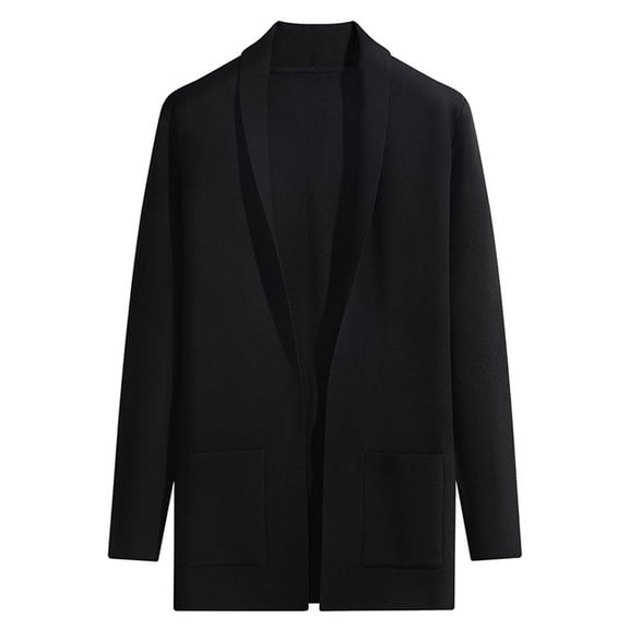 Winter Cardigan Jackets for Men Casual Thicked Warm Button Down Sweater Jacket Long Sleeve Knitted Sweaters Coats for Men,Black,L