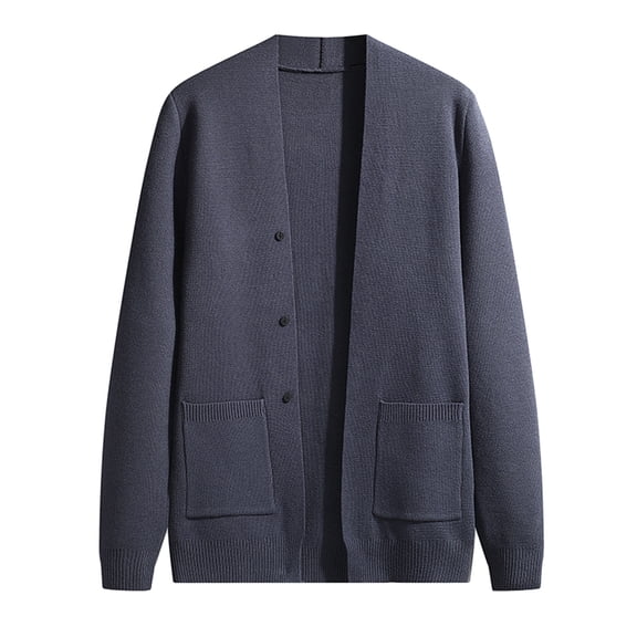 Winter Cardigan Jackets for Men Casual Thicked Warm Button Down Sweater Jacket Long Sleeve Knitted Sweaters Coats for Men,Navy,M