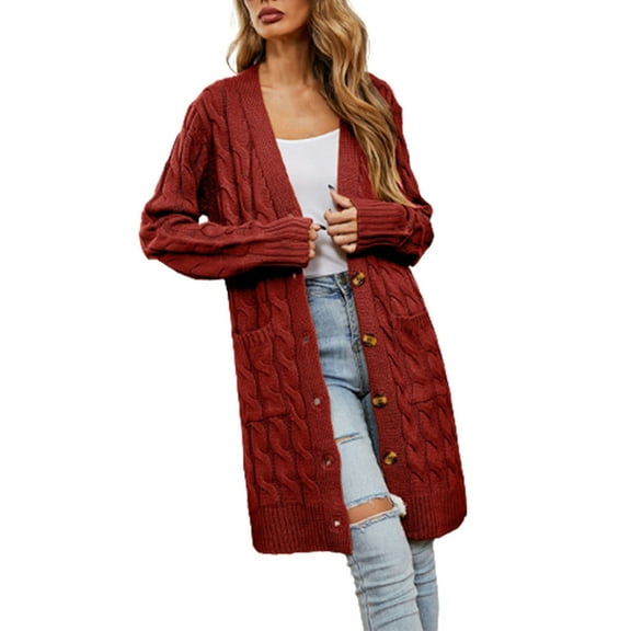 Winter Cardigan Sweaters for Women Long Sleeve Coat Cardigan Knit Sweater