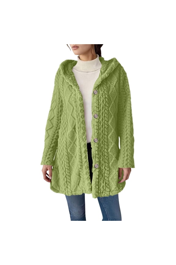 Winter Cardigan Sweaters for Women Long Sleeve Solid Warm Button Down Knit Sweater Coat Outwear with Pockets