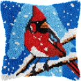 thumbnail image 1 of Winter Cardinal Bird Latch Hook Kits Pillow DIY Pillowcase Crochet Hook Cushion Making Kits with Preprinted Pattern Canvas Instruction Yarns Pillow Cover Easy Starter DIY Crochet Kits 43x43cm（X106), 1 of 6