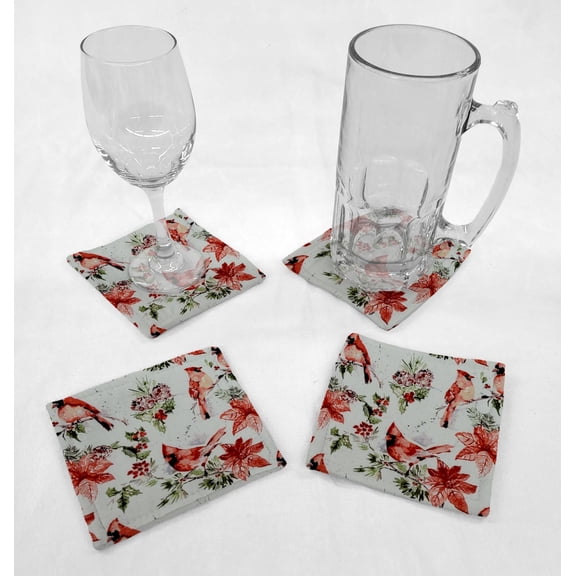 Winter Cardinals Cloth Coasters by Penny's Needful Things (Set of 8)