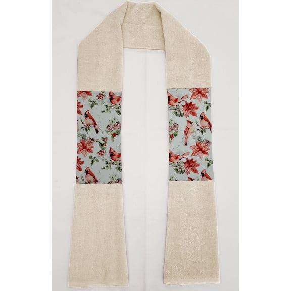Winter Cardinals Kitchen Towel Boa / Scarf by Penny's Needful Things (Towel Color: Off White)