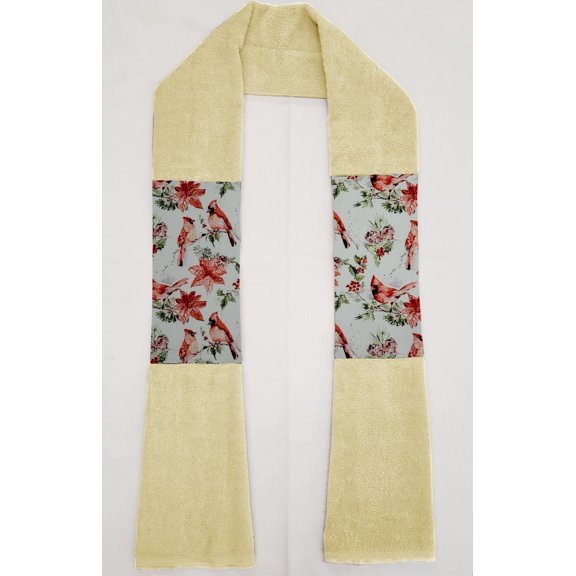 Winter Cardinals Kitchen Towel Boa / Scarf by Penny's Needful Things (Towel Color: Yellow)