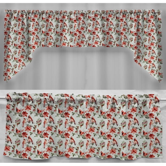 Winter Cardinals Valances by Penny's Needful Things (Two Valance Panels 12 inches Long UNLINED)