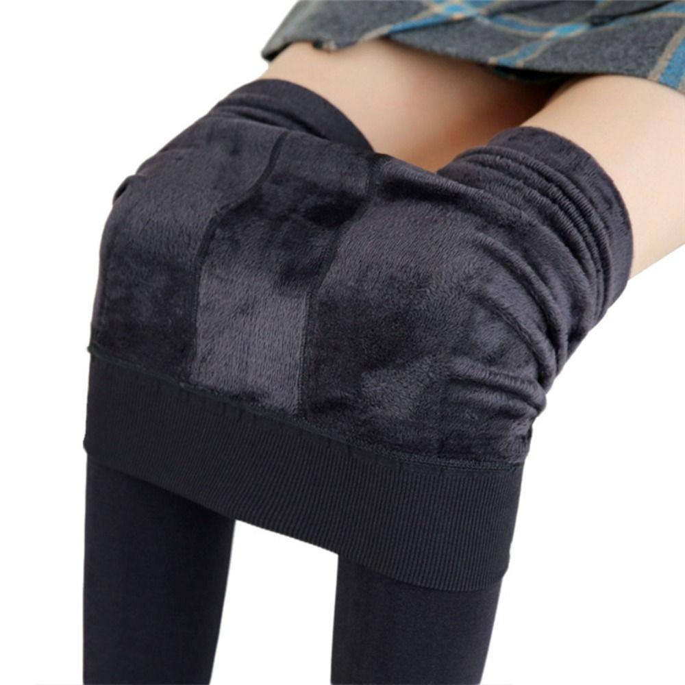 Winter Casual High Waist Black Women Stretchy Velvet Leggings Solid