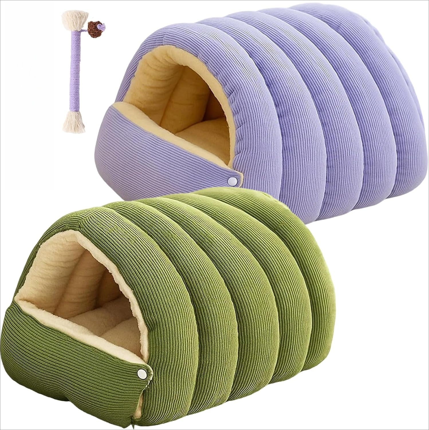 Winter Cat Cave Bed, Warm Fluffy Pet Bed with Removable Cushion for Indoor Cats and Small Dogs, Washable Anti-Slip Cat House in Multiple Colors and Sizes