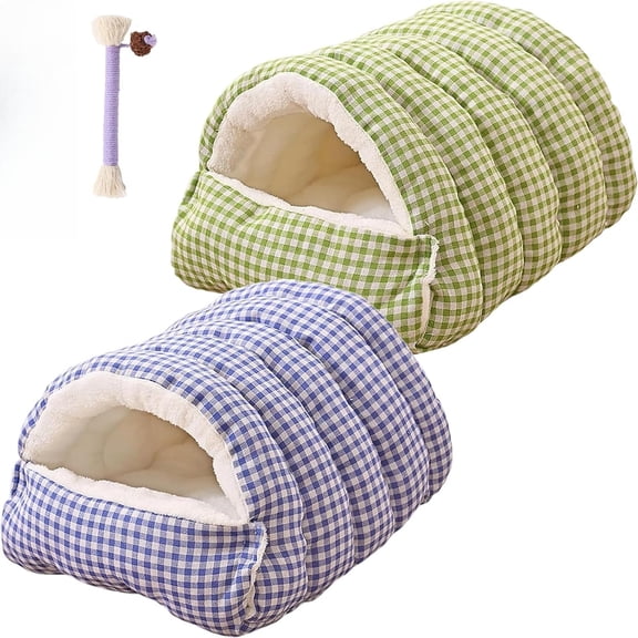 Winter Cat Cave Bed, Warm Fluffy Pet Bed with Removable Cushion for Indoor Cats and Small Dogs, Washable Anti-Slip Cat House in Multiple Colors and Sizes