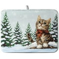 thumbnail image 1 of Winter Cat Dish Drying Mat for Kitchen Counter 18x24 Inch Cute Kitty Snow Pine Tree Dishes Drying Mats Large Microfiber Absorbent Dish Rack Pad Fast Dry Dish Mat for Coffee Bar Sinks Home Accessories, 1 of 6