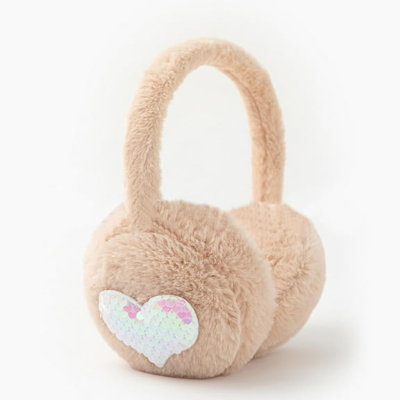 Winter Cat Ear Earmuff Sequin Heart Shape Ear Muf Adjustable Girls Women Ear Warmers Pluh Outdoor Ear Covers Headband for Ears Womens Ear Ear Classic Headbands Ear Warmers Women Earmuffs Set