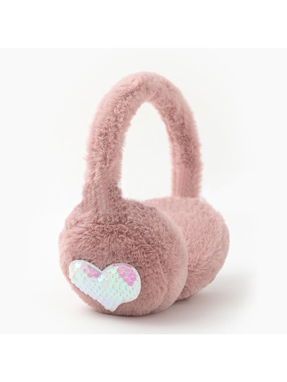 Winter Cat Ear Earmuff Sequin Heart Shape Ear Muf Adjustable Girls Women Ear Warmers Pluh Outdoor Ear Covers Winter Winter Headband 180 Earmuffs Youth Toddler Earmuffs Gloves Cute Earmuffs Women