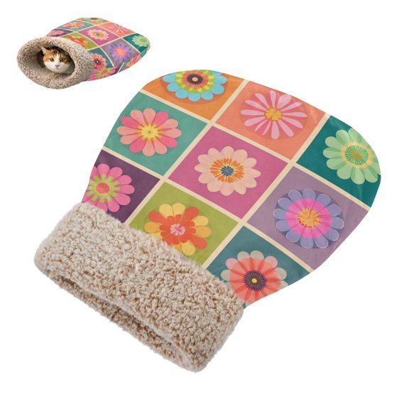 Winter Cat Sleeping Bag For Indoor Pet Sleeping Bag 18.9'x22.8' Colorful Sunflower Vector Designs