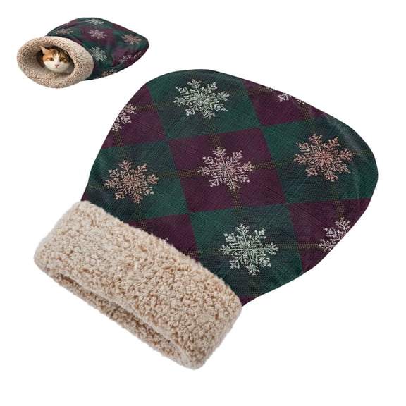Winter Cat Sleeping Bag For Indoor Pet Sleeping Bag 18.9'x22.8' Digital Snowflakes