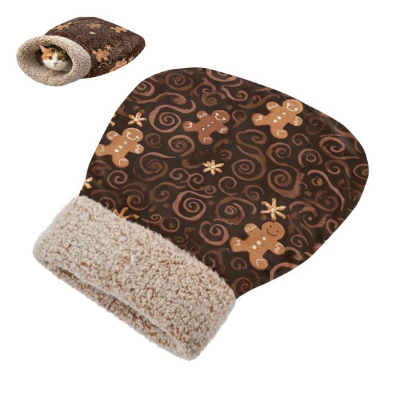 Winter Cat Sleeping Bag For Indoor Pet Sleeping Bag 18.9'x22.8' Gingerbread Man