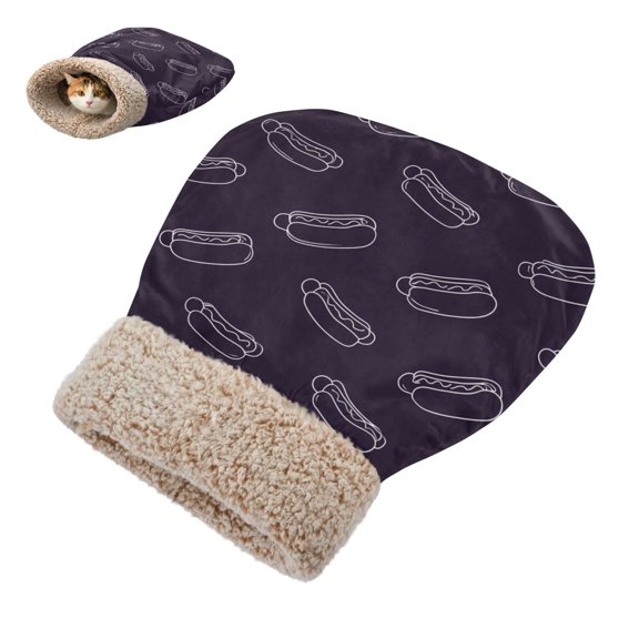 Winter Cat Sleeping Bag For Indoor Pet Sleeping Bag 18.9'x22.8' Seamless Pattern Of Hot Dogs