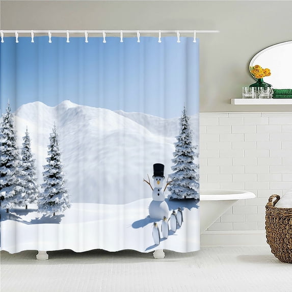 Winter Cedar Trees Natural landscape Shower Curtains Bathroom Curtain Frabic Waterproof Polyester Bathroom Curtains with