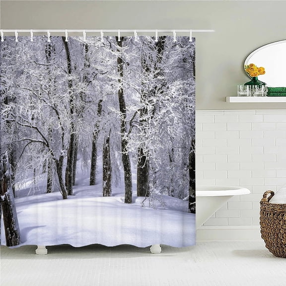 Winter Cedar Trees Natural landscape Shower Curtains Bathroom Curtain Frabic Waterproof Polyester Bathroom Curtains with