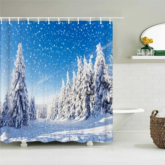 Winter Cedar Trees Natural landscape Shower Curtains Bathroom Curtain Frabic Waterproof Polyester Bathroom Curtains with