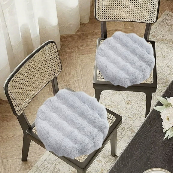 Winter Chair Cushion, Plush Office Chair Pad, Warm Soft Comfortable Long Sitting Home Seat Cushion for Desk Chair, Pink Khaki Black Gray Green White, 40x40cm Polyester