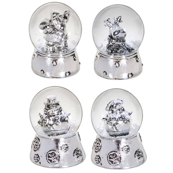 Winter Characters 45MM Silver Water Globe, 4 ASST