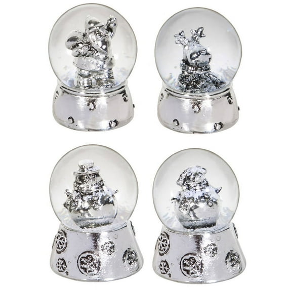 Winter Characters 45MM Silver Water Globe, 4 ASST