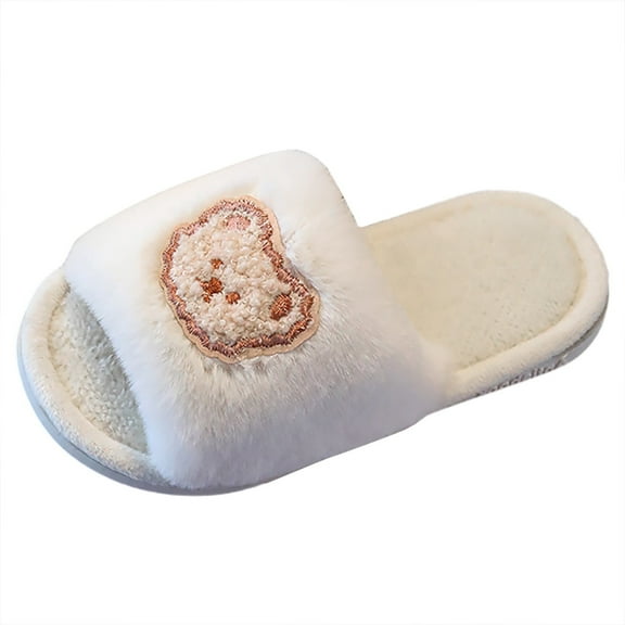Winter Children's Shoes Boys And Girls Indoor Leisure Cartoon Cute Bear Non Comfortable Thick Bottom Slippers Shoes Character Girls 11 12 Bedroom Girls Slipper Sandals Slippers Size 4 Girls Bedroom