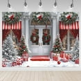 thumbnail image 1 of Winter Christmas Backdrop Snowflake Red Christmas Santa Shop Photography Background Christmas Tree Gifts Xmas Party Decorations Banner Supplies Photo Booth Props, 1 of 5