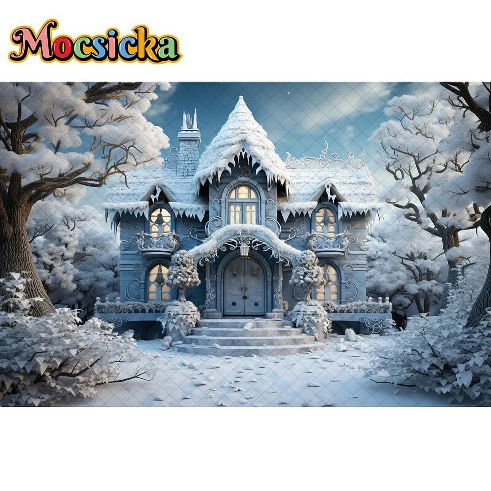 Winter Christmas Background Photography Castle House Snow Xmas Tree Kid 