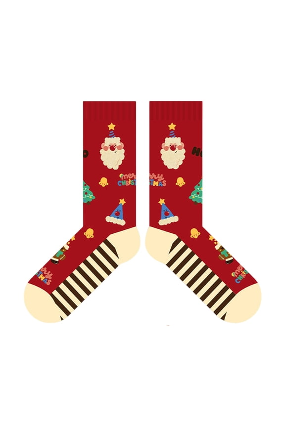 Winter Christmas Cartoon Print Socks Women Men Soft Cotton Blend Breathable Ankle Socks For Cold Weather Activity Gift