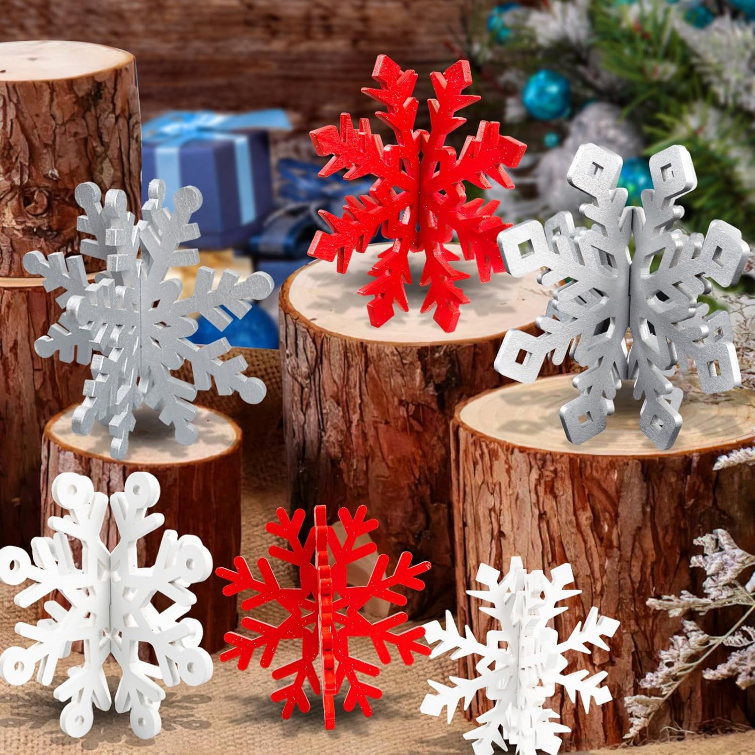 Winter Christmas Centerpiece Table Decorations - 24pcs Wooden ...