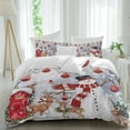 thumbnail image 1 of Winter Christmas Comforter Set Queen Size, Snowman Deer Red Christmas Balls Pine Trees Soft Bedding Set for Man Woman, 4 Pieces Duvet Cover Set with Fitted Sheet, 2 Pillowcases, 1 of 9