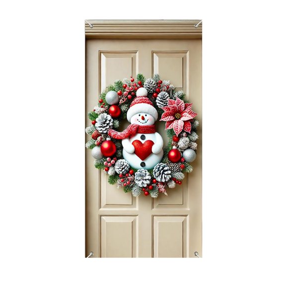 Winter Christmas Day Photo Background Party Decoration Door Curtain Hanging Cloth Flag
