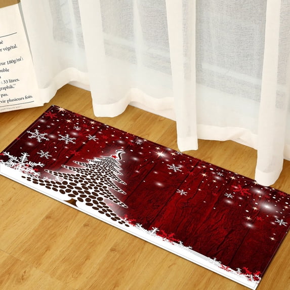 Winter Christmas Doormat Christmas Merry Front Door Mat with Anti-Slip Rubber Back Xmas Seasonal Indoor Outdoor Floor Carpet for Home Office Kitchen Decor