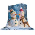 thumbnail image 1 of Winter Christmas Flannel Blanket for Bed,Travel and Camping, Snowman Deer Forest Snowfield Super Soft Cozy Blanket for All Seasons 40"x50", 1 of 6