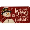 thumbnail image 1 of Winter Christmas Front Door Mat Outdoor Decor, Snowman Christmas Welcome Mat Doormat Outdoor Rug, Holiday Christmas Door Mats Outside, Red, 17" x 30", 1 of 6
