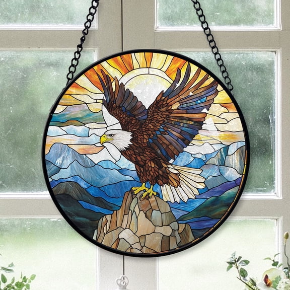 Winter Christmas Gift - Eagle Christmas Stained Glass Hanging Ornament - Sparkling Holiday Tree Decoration, Xmas Gift for Friends & Family, 2025 Keepsake