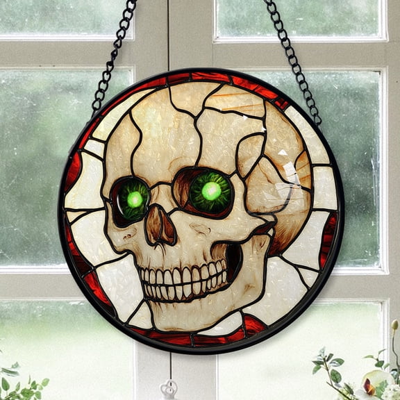 Winter Christmas Gift - Halloween Vampire Skeletons Spooky Glossy Stained Glass Hanging Ornament - Classic Christmas Tree Decor, Xmas Gift for Mom, Dad, Family, Friends, Collectible 2025