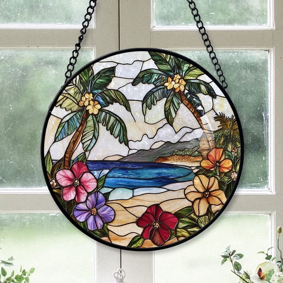 Winter Christmas Gift - White Calla Lily Flowers Christmas Stained Glass Hanging Ornament - Sparkling Holiday Tree Decoration, Xmas Gift for Friends & Family, 2025 Keepsake