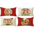 thumbnail image 1 of Winter Christmas Gingerbread Gnome Decorative Throw Pillow Covers, Merry Xmas Santa Tree Cocoa Cookies Polka Dots Home Decoration, Holiday Cushion Case for Sofa Couch Decor Cotton Linen 12 x 20, 1 of 6