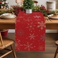 thumbnail image 1 of Winter Christmas Gold Snowflakes Table Runner 13x60in Non-Slip Cotton Linen Table Runners, Red Dresser Scarves TableRunner for Dinner Kitchen Dining Wedding Party, 1 of 9