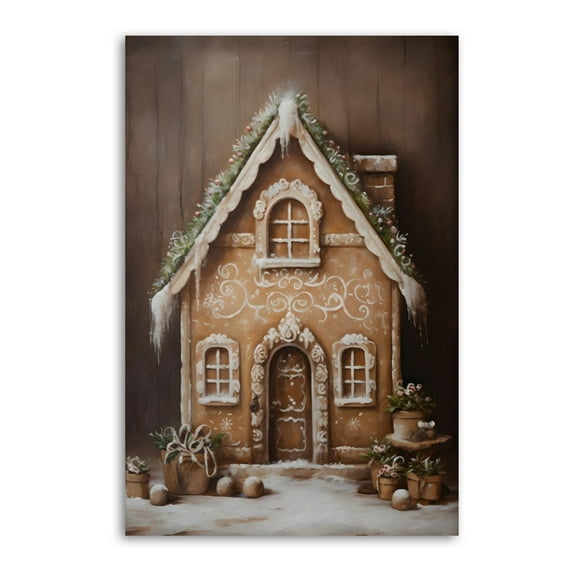 Winter Christmas House Art Poster Canvas Painting Decor Wall Print Photo Gifts Home Modern Decorative Posters 12x18inch(30x45cm)