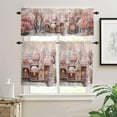 thumbnail image 1 of Winter Christmas Kitchen Curtains Set, Pink Snowman Window Curtain Valance and Tier Rod Pocket Half Curtain for Bedroom Living Room Bathroom 3 Piece Xmas House Snowscape Cafe Curtains 24 Inch Length, 1 of 6