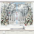 thumbnail image 1 of Winter Christmas Kitchen Curtains, Snow Forest Landscape Curtains Panels, New Year Xmas Tree Snow Window Drapes Curtains 2 Panels with Hooks (42X45in), 1 of 5