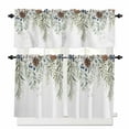 thumbnail image 1 of Winter Christmas Kitchen Curtains and Valances Set, Pine Leaves Blue Berry Hazelnut Cotton Rod Pocket Window Valance 18 Inch Window Curtain Panels for Living Room Bedroom Laundry, 27.5x36in, 3 Pieces, 1 of 7